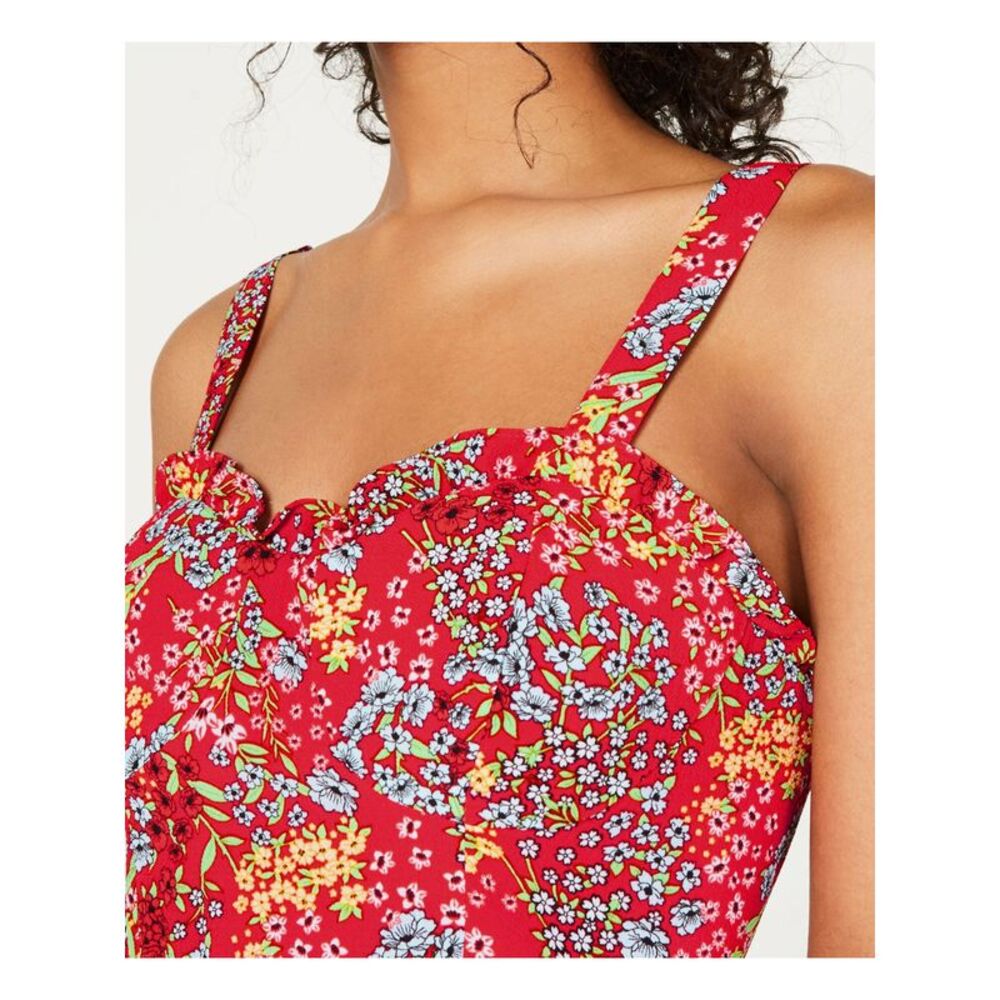 B DARLIN Womens Ruffled Mini Dress Sleeveless V Neck - Picture 4 of 4